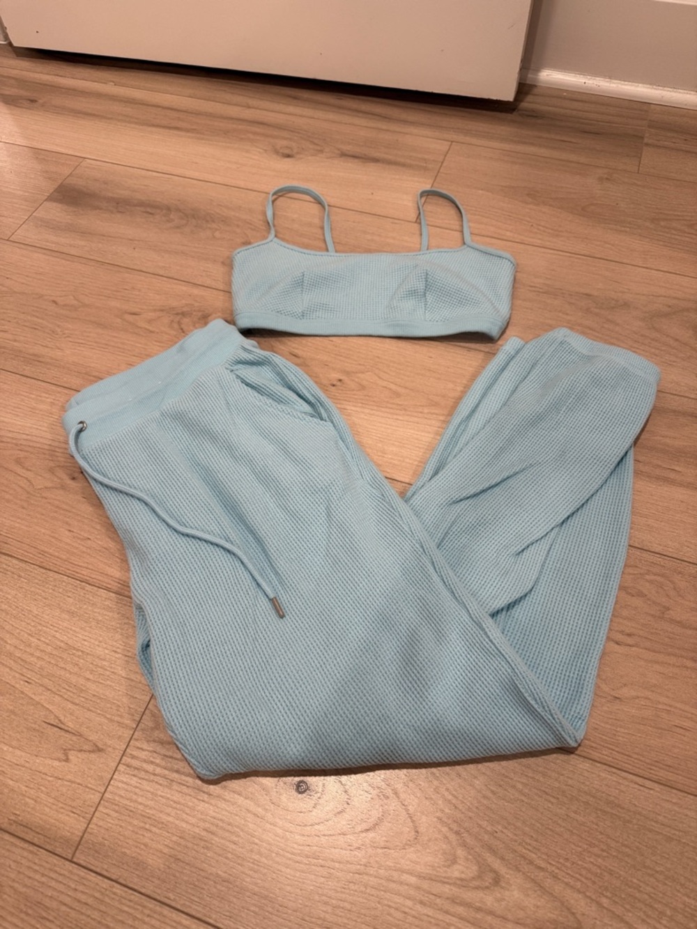Auden Light Blue Waffle Knit Lounge Bottoms